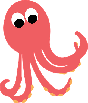 Cartoon Red Octopus Graphic PNG