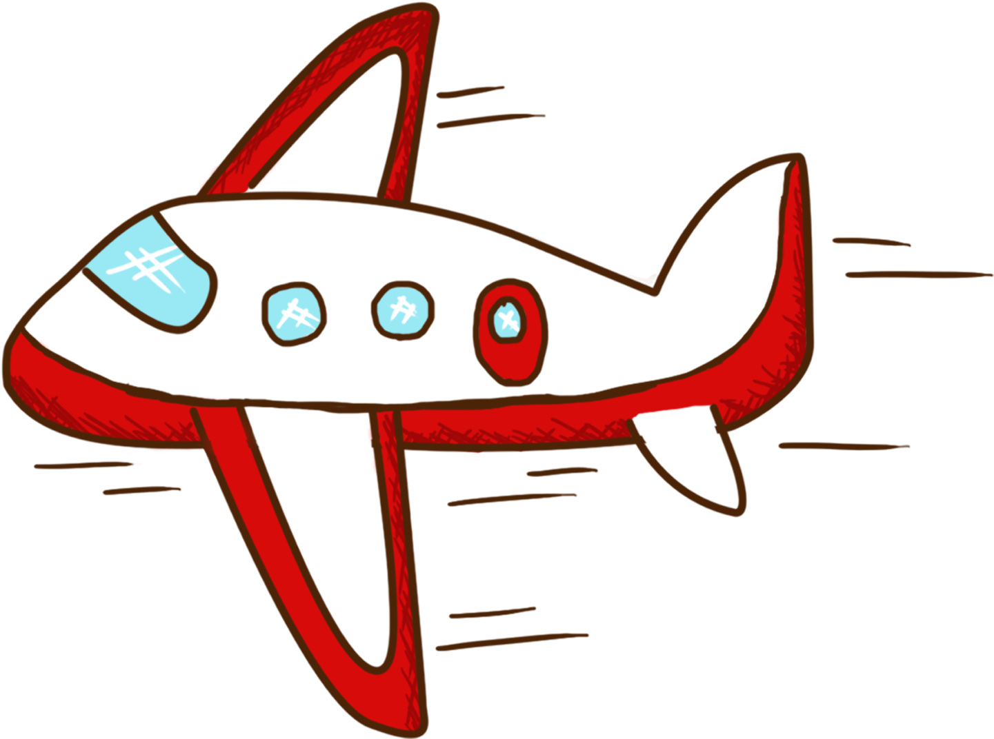 Cartoon Red White Airplane PNG