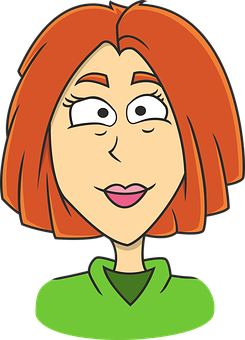 Cartoon Redhead Female Character PNG