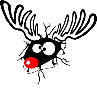 Cartoon Reindeer Red Nose PNG