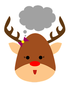 Cartoon Reindeer Thinking Bubble PNG