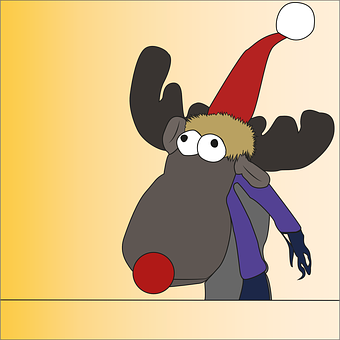 Cartoon Reindeerin Santa Hat PNG