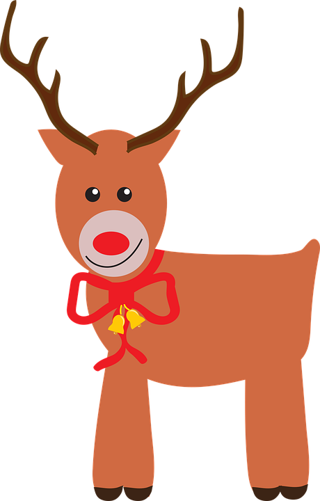 Cartoon Reindeerwith Red Noseand Bow PNG