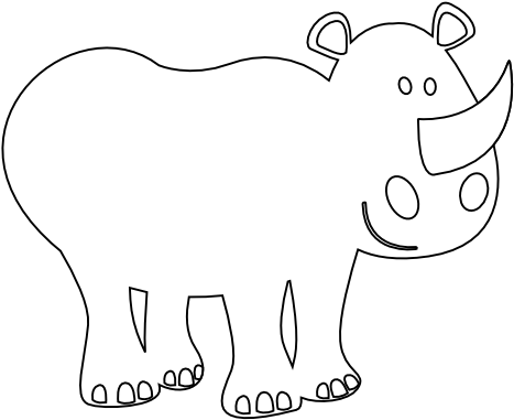 Cartoon Rhino Outline PNG