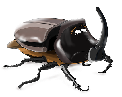 Cartoon Rhinoceros Beetle Illustration PNG