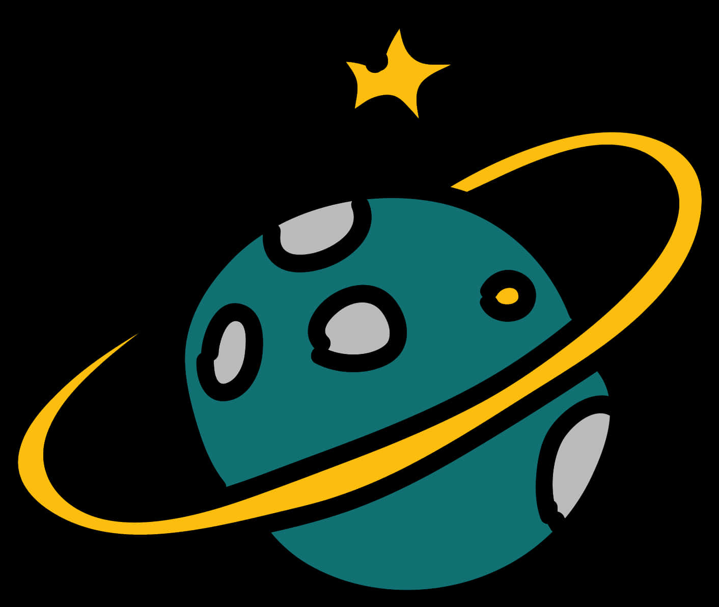 Cartoon Ringed Planet Vector PNG