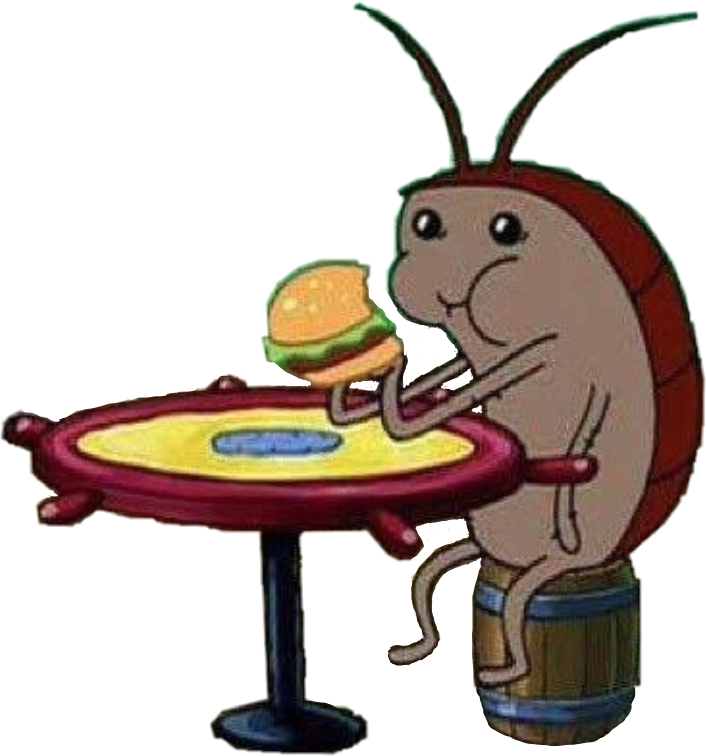 Cartoon Roach Eating Burger PNG