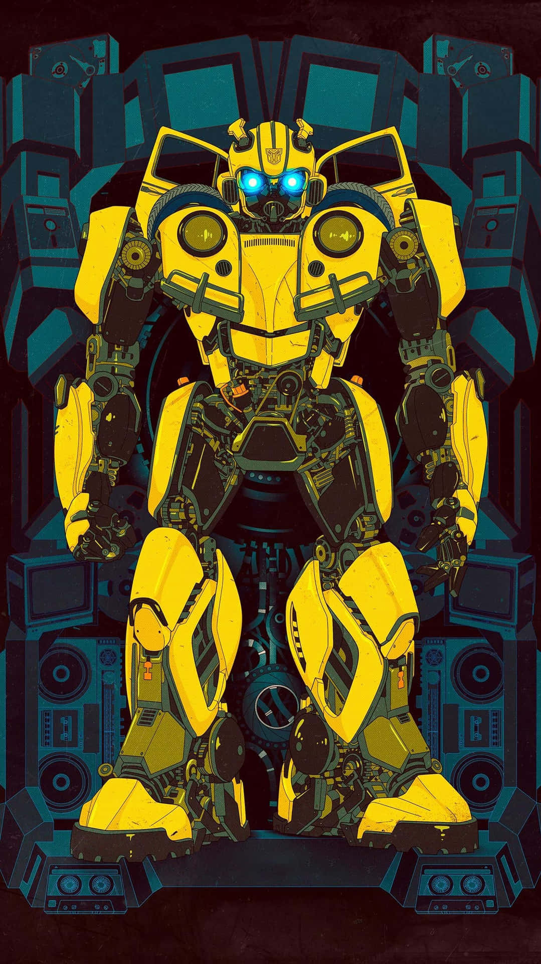 Colorful Cartoon Robot Stands tall and cheerful Wallpaper