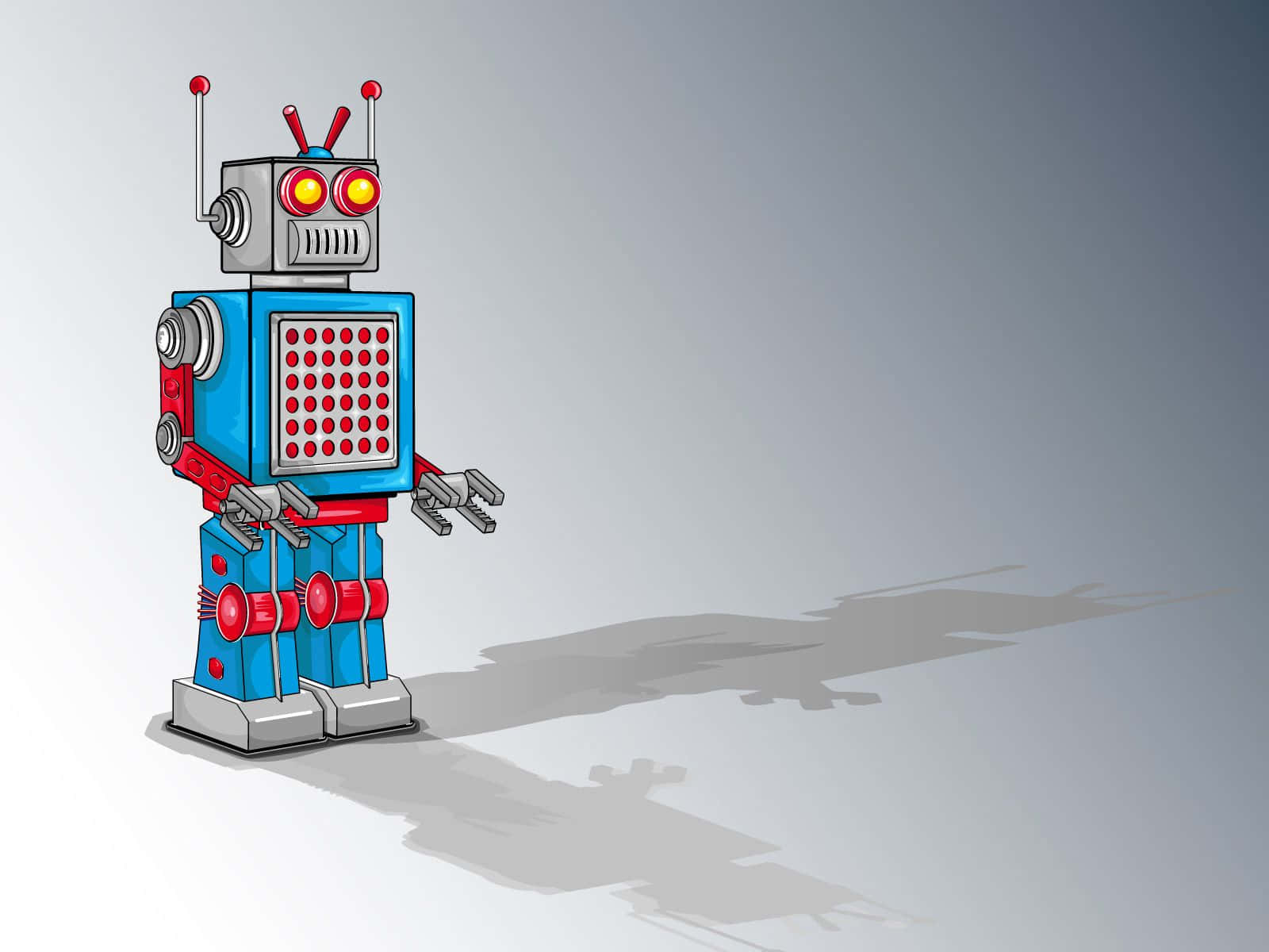 Friendly Cartoon Robot Waving Hello Wallpaper