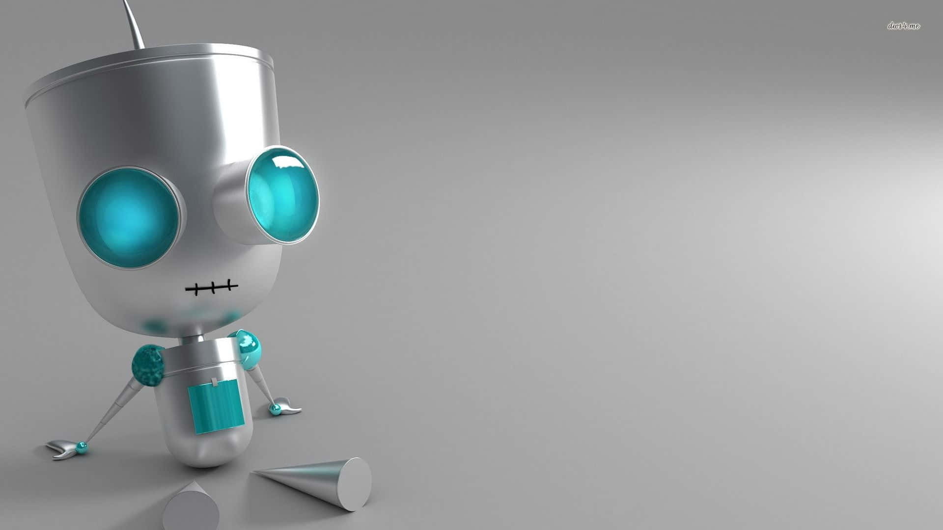 Futuristic Cartoon Robot on a Colorful Background Wallpaper