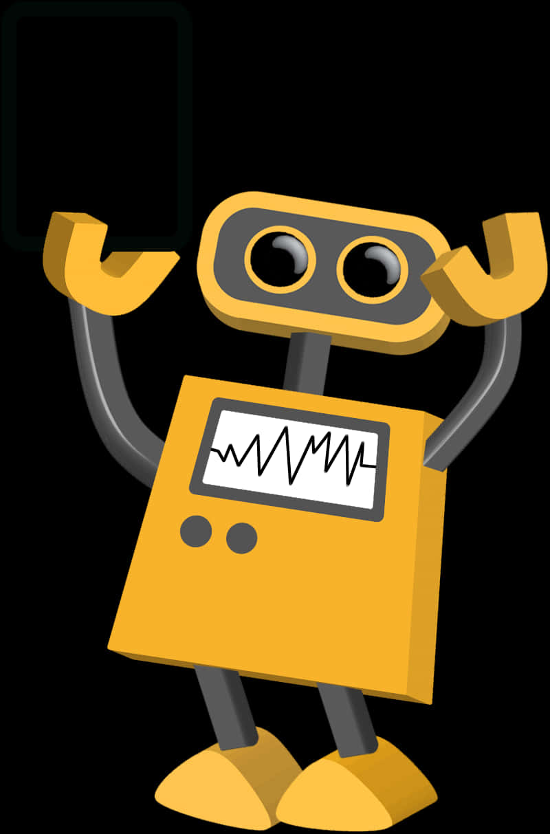 Cartoon Robot Holding Sign PNG