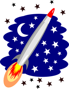 Cartoon Rocket In Space PNG