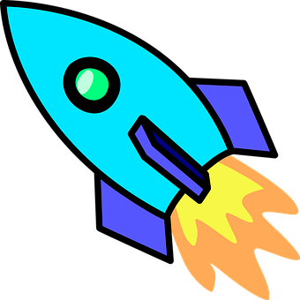 Cartoon Rocket Launch Graphic PNG