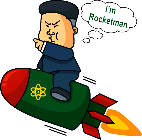Cartoon Rocketman Riding Missile PNG