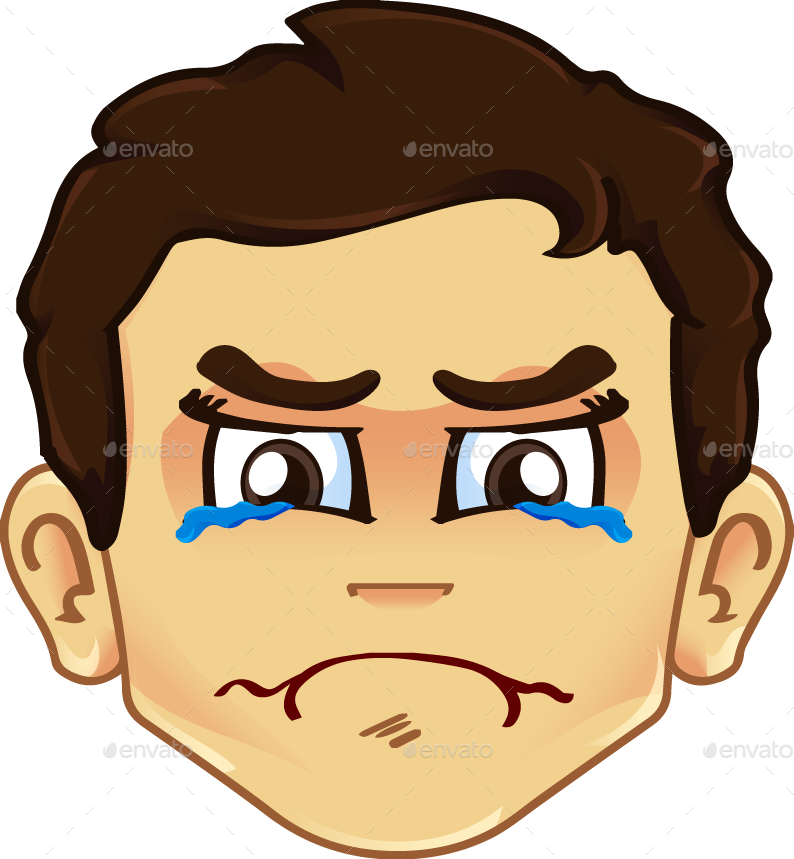 Cartoon Sad Boy Crying Face PNG