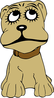 Cartoon Sad Brown Dog PNG