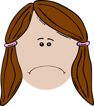Cartoon Sad Girl Face PNG