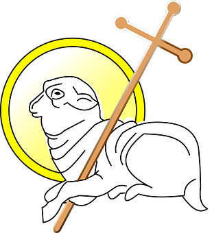 Cartoon Saint Kneeling With Cross PNG