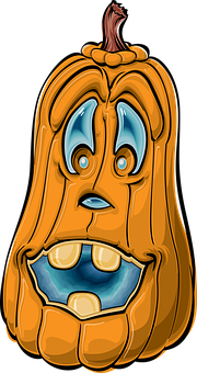 Cartoon Scared Pumpkin Vector PNG