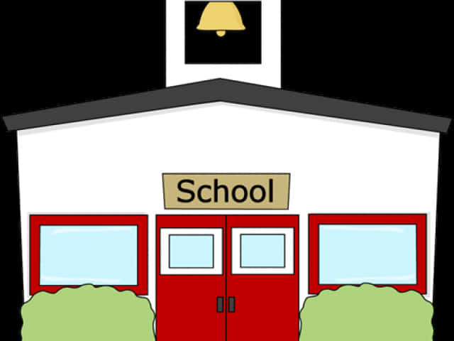 Cartoon School Building Front View PNG