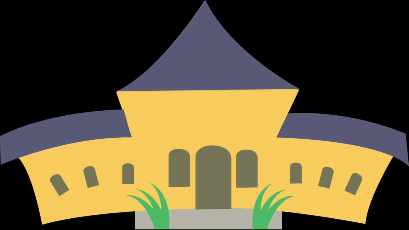 Cartoon School Building Graphic PNG