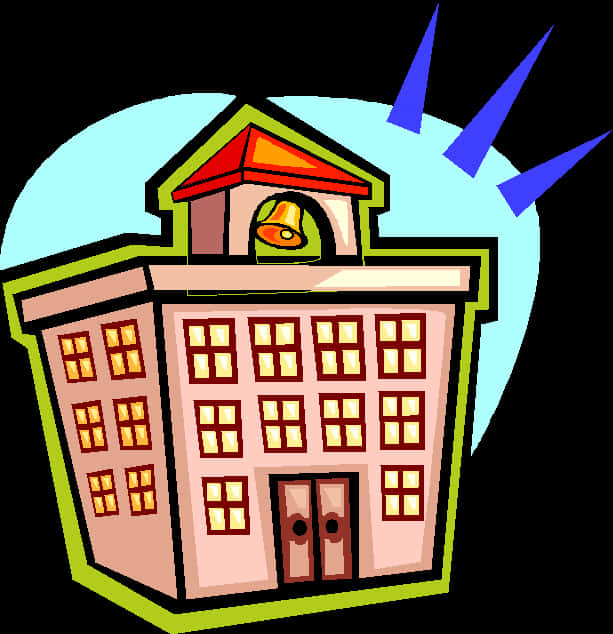 Cartoon School Building Illustration PNG