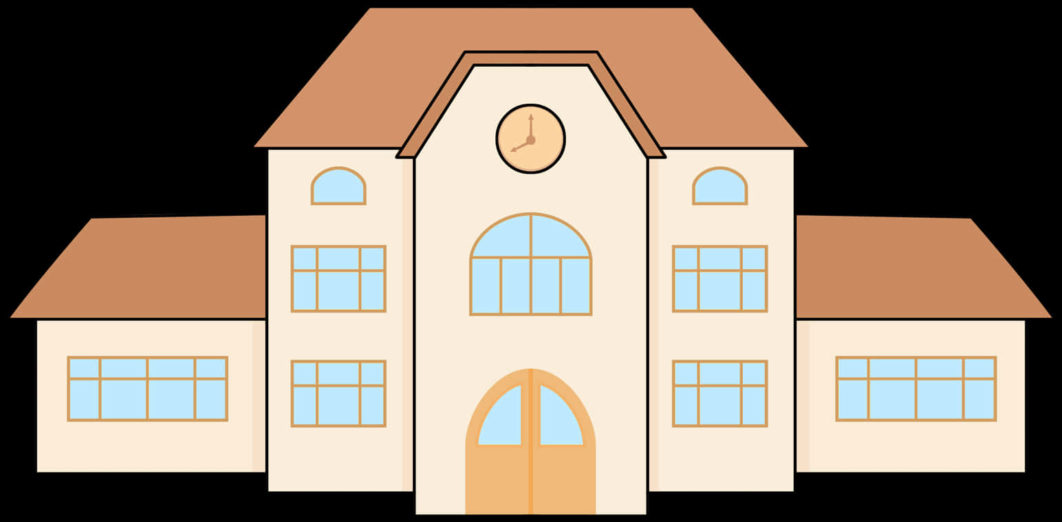 Cartoon School Building PNG