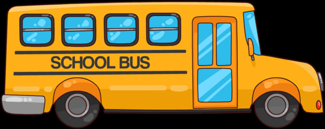 Cartoon School Bus Side View PNG