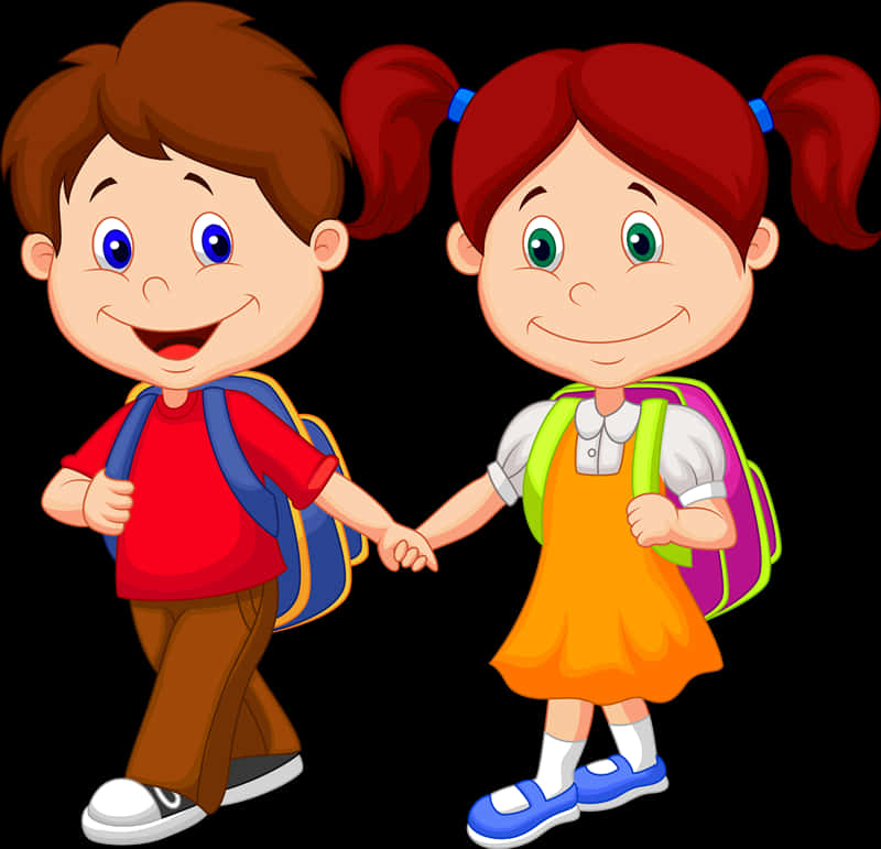 Download Cartoon Schoolchildren Holding Hands | Wallpapers.com