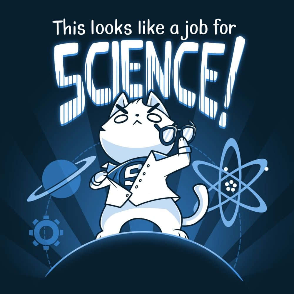 Enthusiastic Cartoon Scientist Conducting Experiment Wallpaper