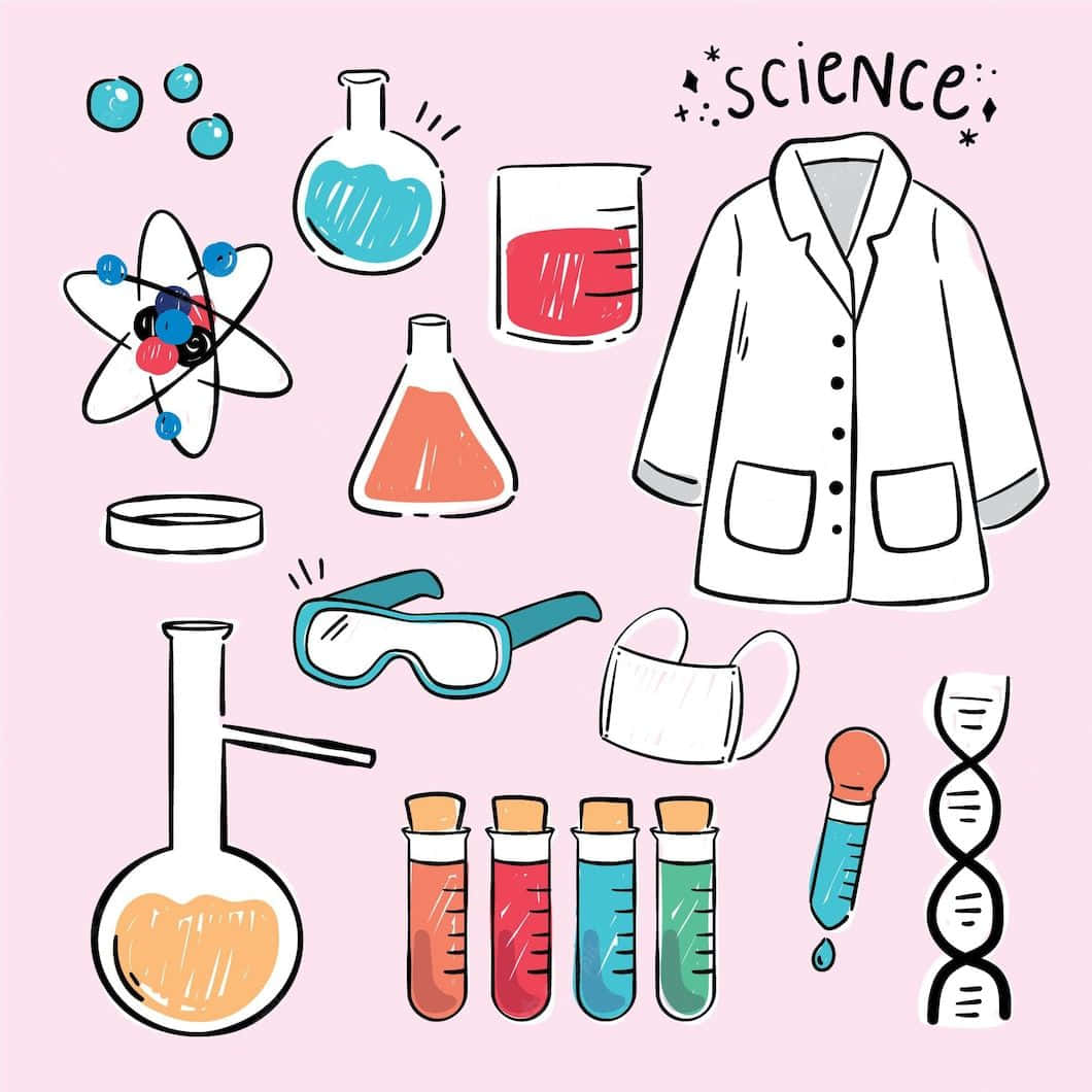 Caption: A Colorful Cartoon Science Laboratory Scene Wallpaper