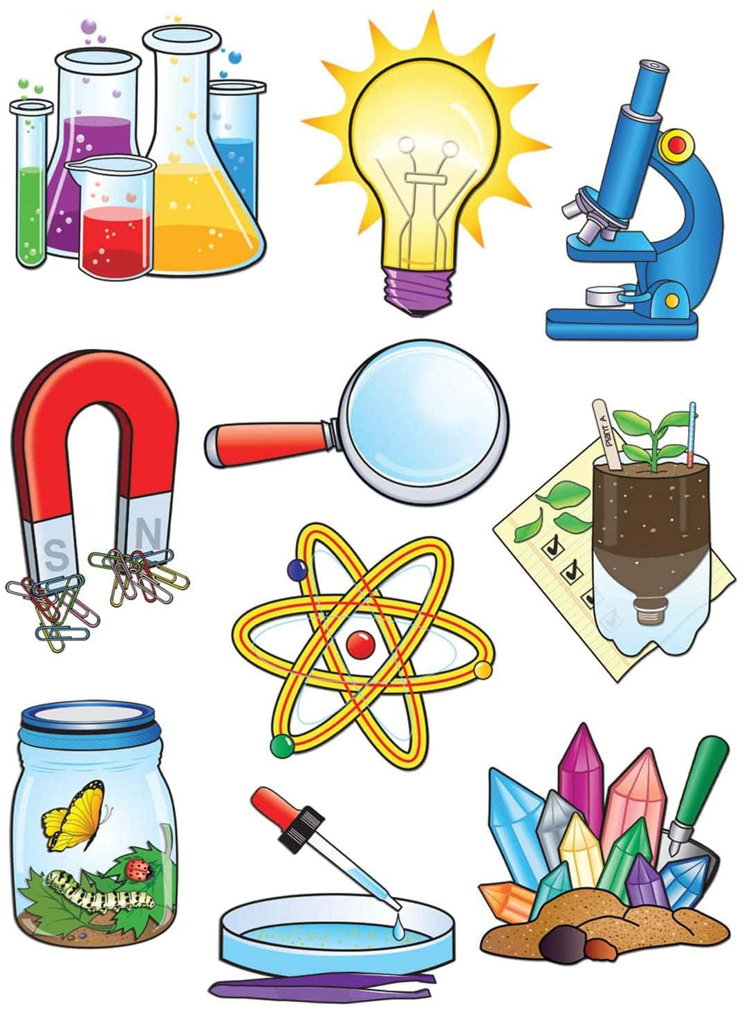 Colorful Cartoon Scientist with Test Tubes Wallpaper