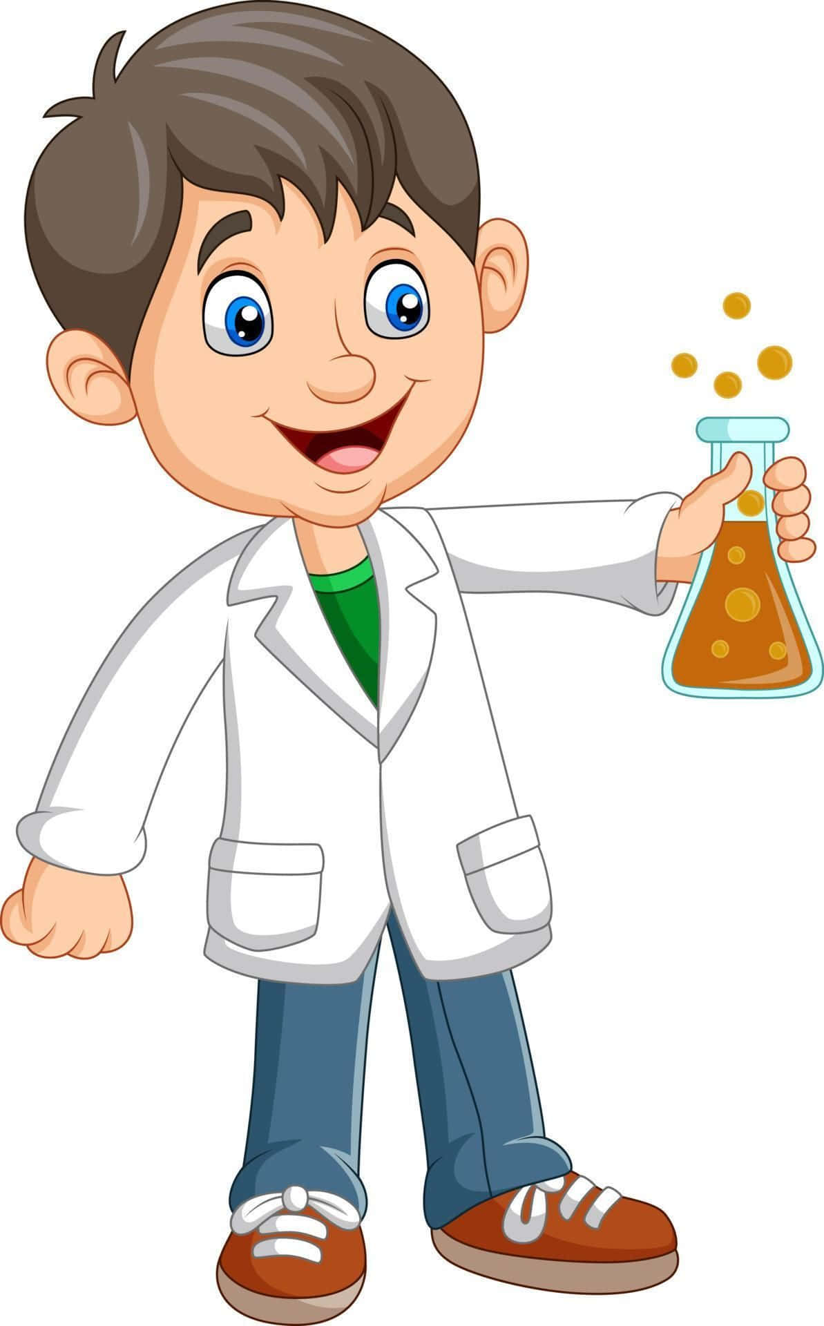 Cartoon Scientist in Laboratory Wallpaper