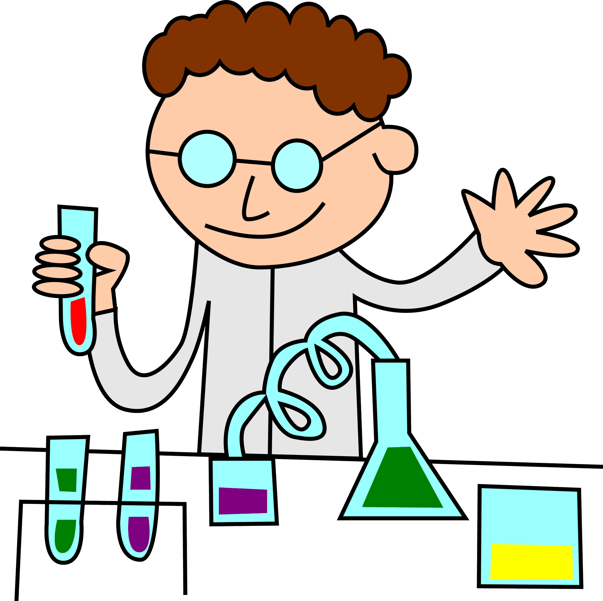 Cartoon Scientist Conducting Experiments PNG