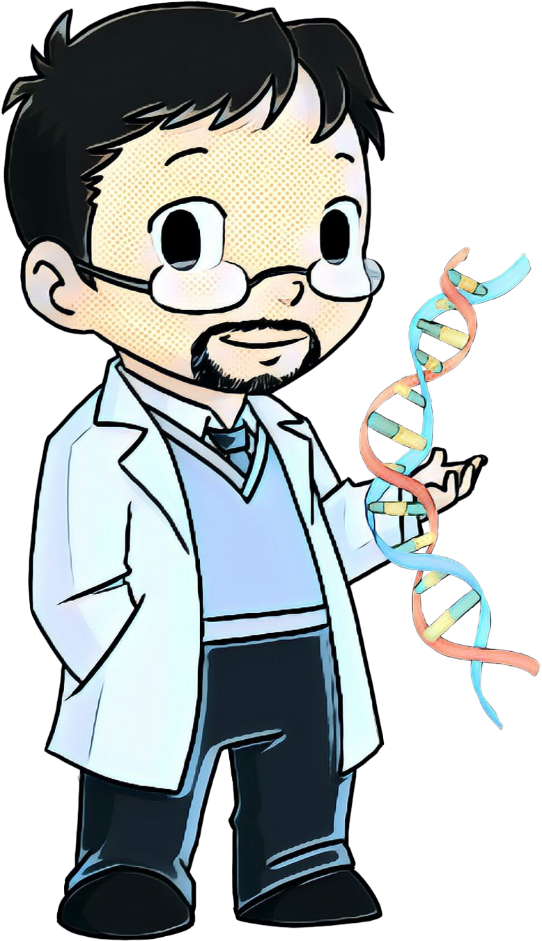 Cartoon Scientist Holding D N A Helix.png PNG