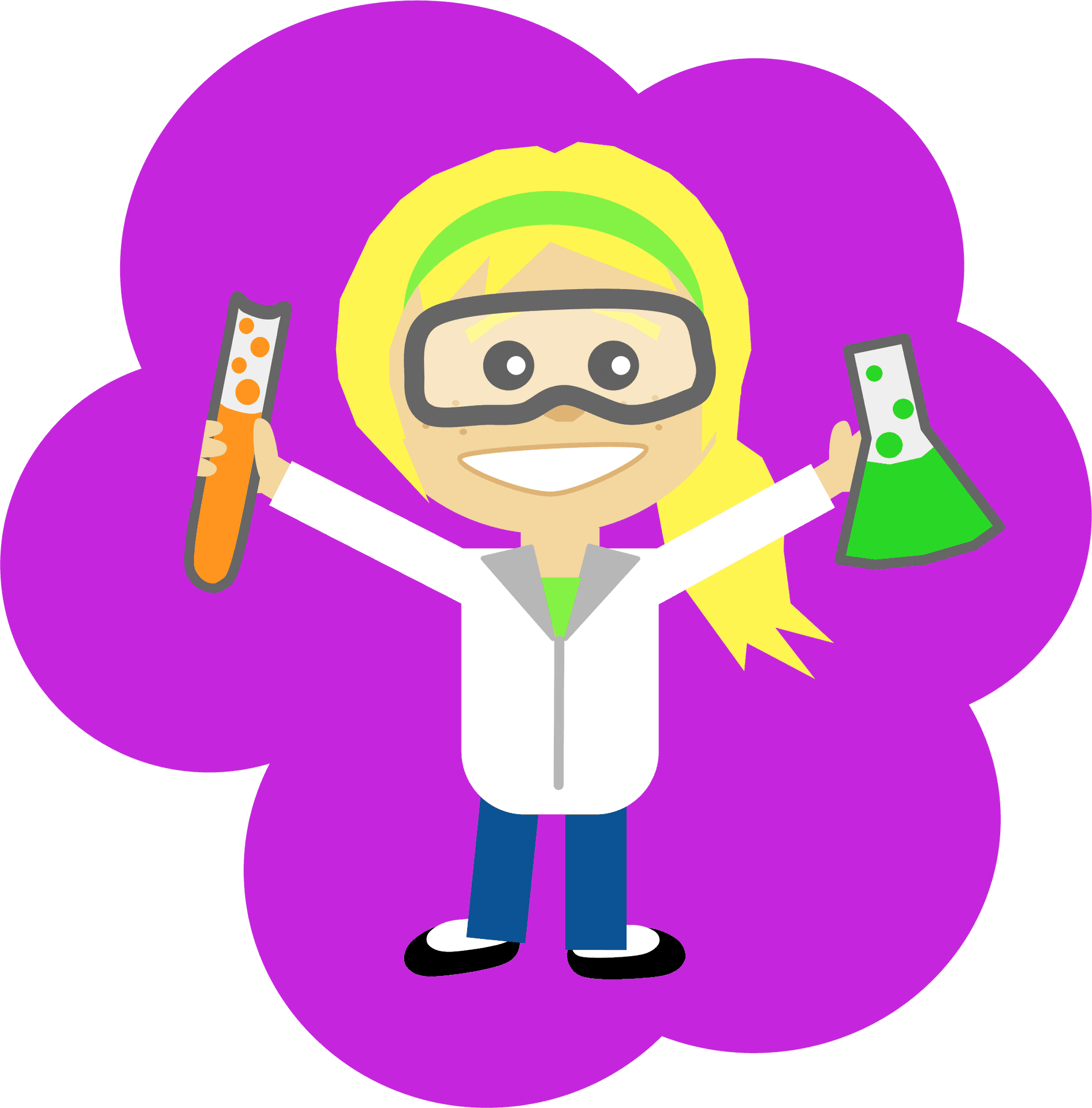 Cartoon Scientist Holding Test Tubes PNG