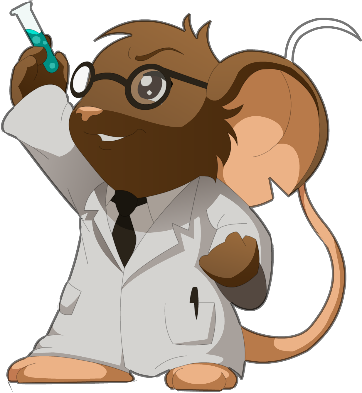 Cartoon Scientist Mouse Holding Test Tube PNG