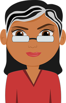 Cartoon Senior Womanwith Glasses PNG
