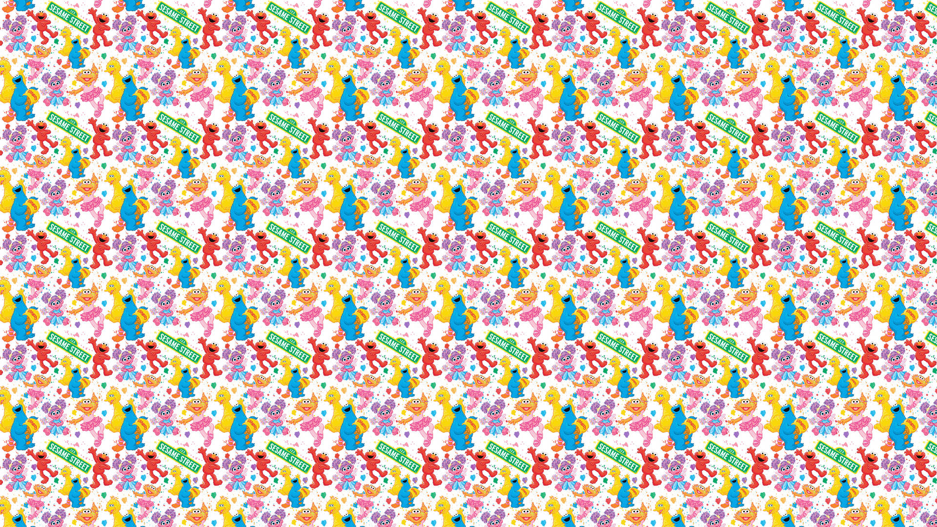 Cartoon Sesame Street Pattern Wallpaper