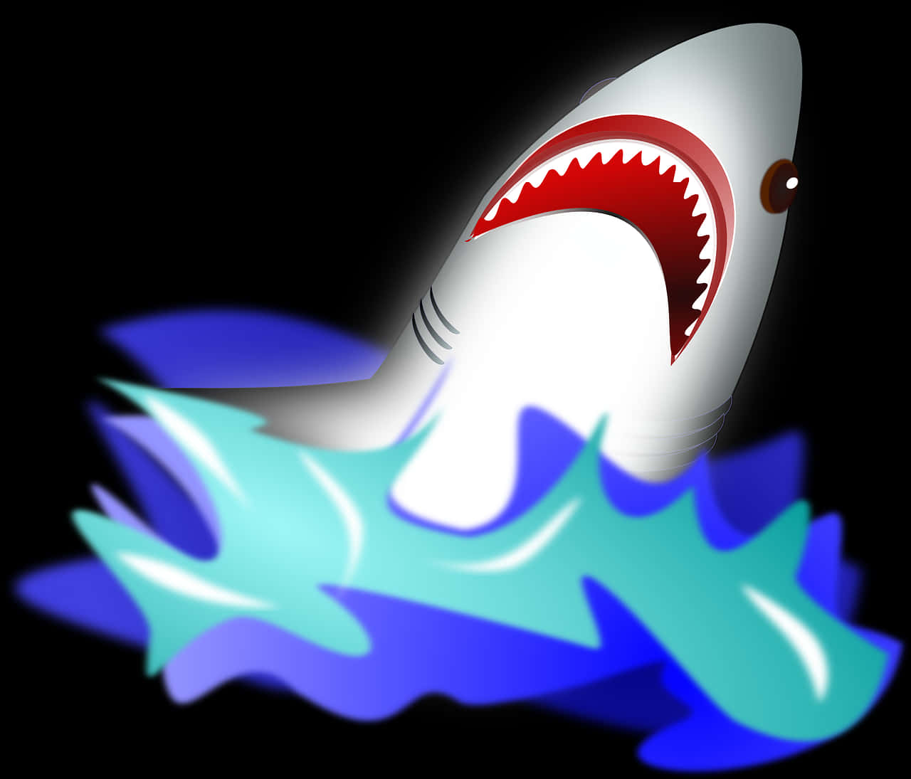 Cartoon Shark Emerging From Water PNG