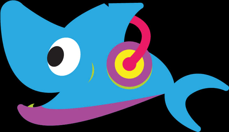 Cartoon Shark With Headphones SVG