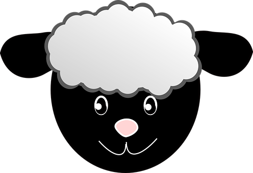 Cartoon Sheep Black Background PNG