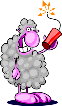 Cartoon Sheep Celebratingwith Confetti PNG