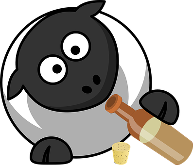 Cartoon Sheep With Bottle PNG