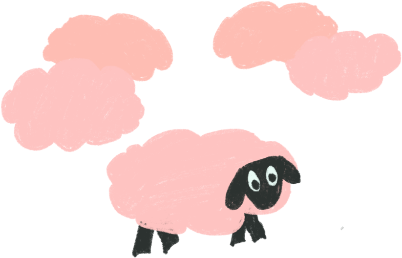 Cartoon Sheepand Clouds PNG