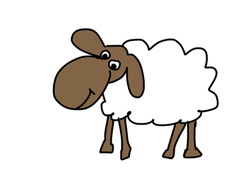 Cartoon Sheepon Black Background PNG