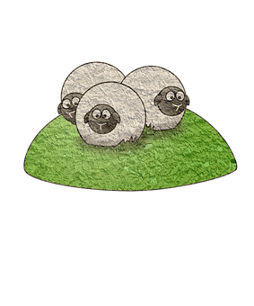 Cartoon Sheepon Green Hill PNG