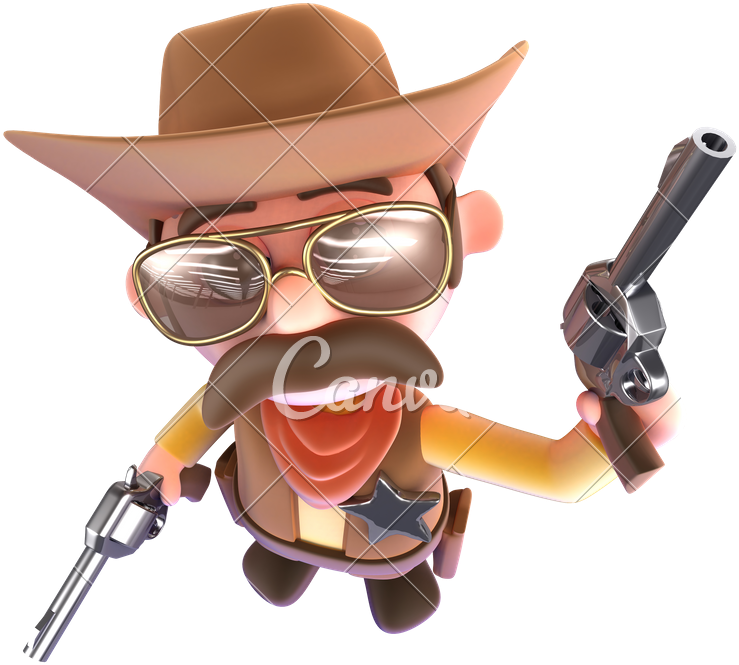 Cartoon Sheriff With Guns PNG
