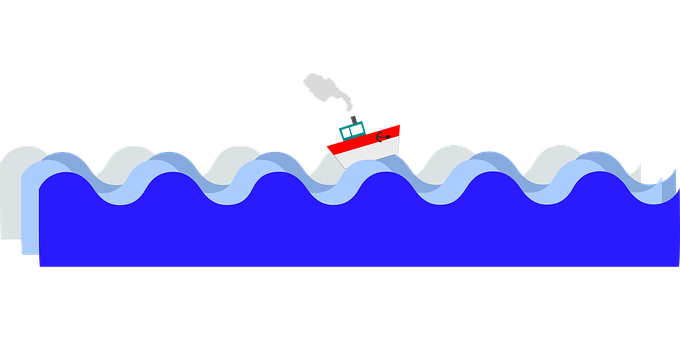 Cartoon Ship Sailing Night Sea PNG