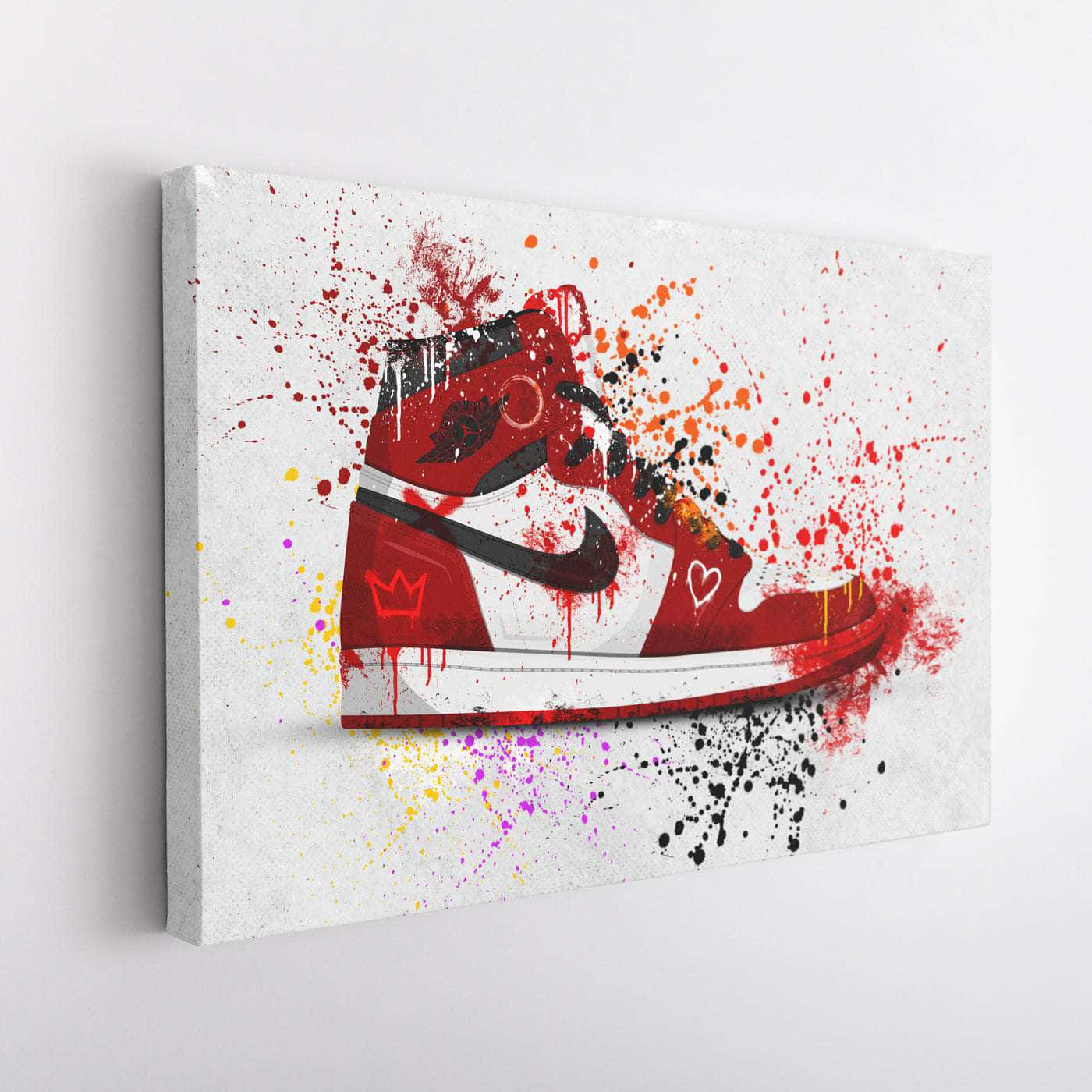 A Canvas With A Red And White Air Jordan 1
